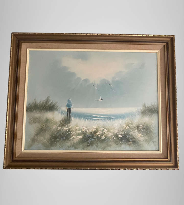 Philip Sandee Original Oil Painting  Boy on a Beach  60cm x 75.5cm  Framed