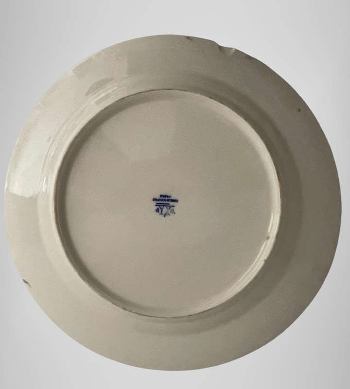 Pair of Vintage Flow Blue Dinner Plates  Made in Occupied Japan, 23.4cm (One with Large Chip)
