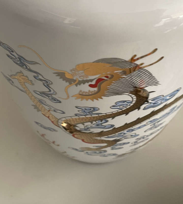 Huge Chinese Golden Dragon Porcelain Vase  5-Clawed Design, 47cm