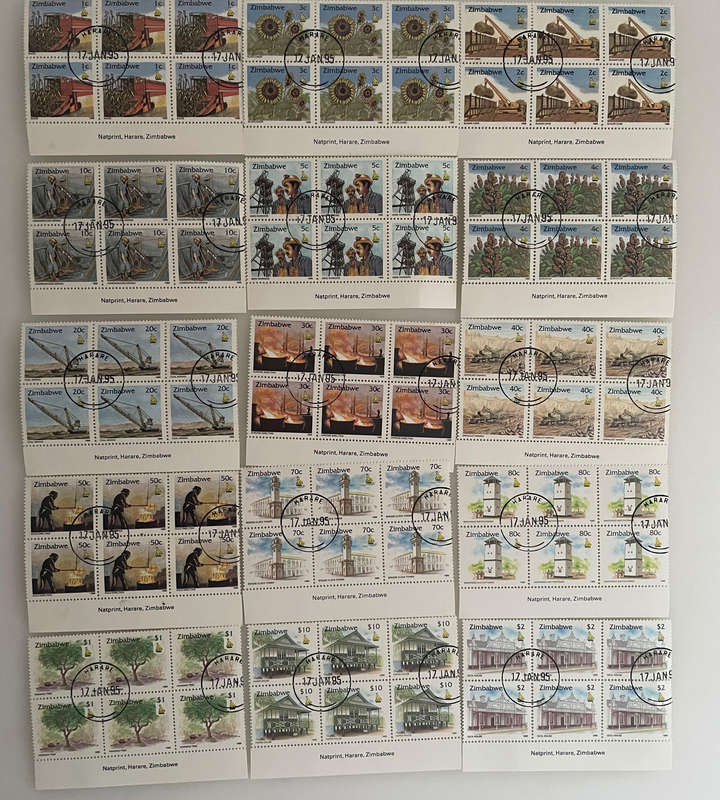 1995 Zimbabwe Stamp Lot  Insects, All-Africa Games, Currency Set  260+ MNH & CTO Blocks  Natprint