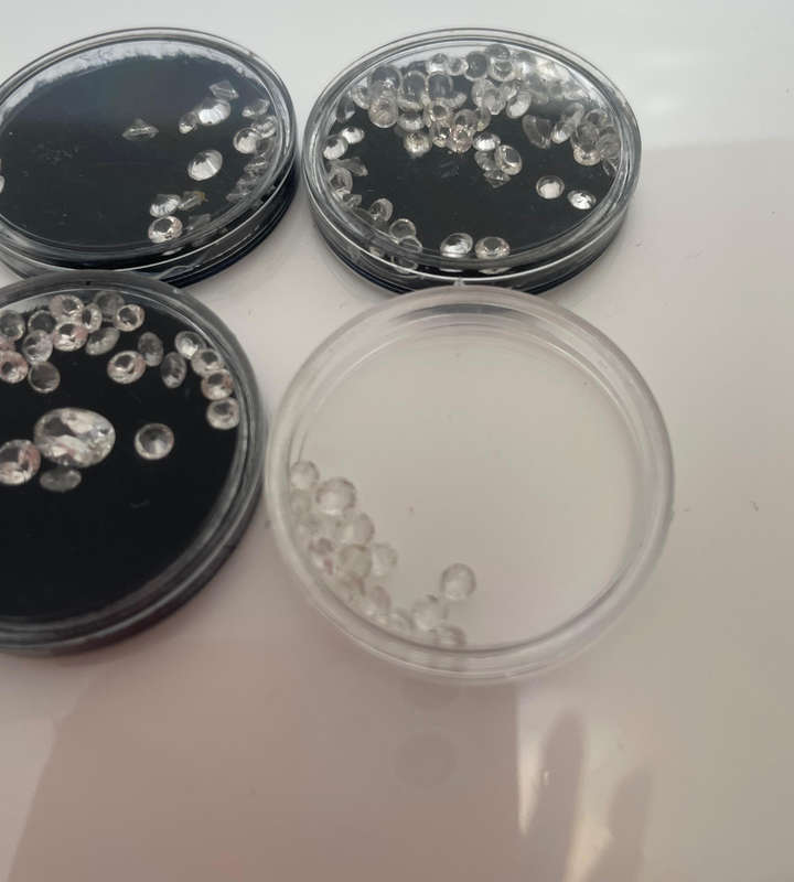 Over 100 Loose Diamond Simulants  Brilliant Cut  Removed from Gold Jewellery