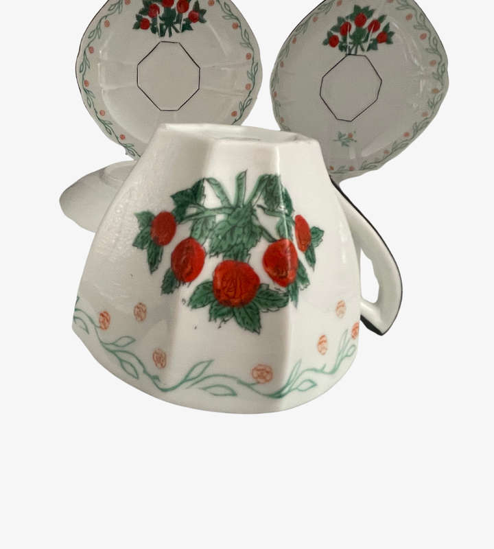 Rare Five Roses 6-Piece Part Porcelain Set  Art Deco (c. 1930s, Czechoslovakia)