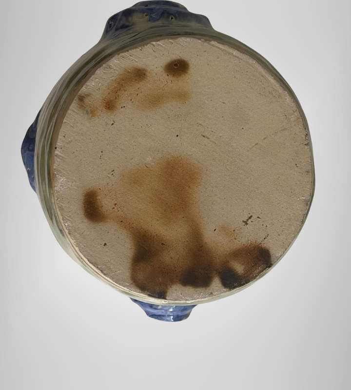 Unique Unmarked Stoneware Vase  Four Faces  Super Heavy Glaze  Brutalist Pottery- Studio Pottery