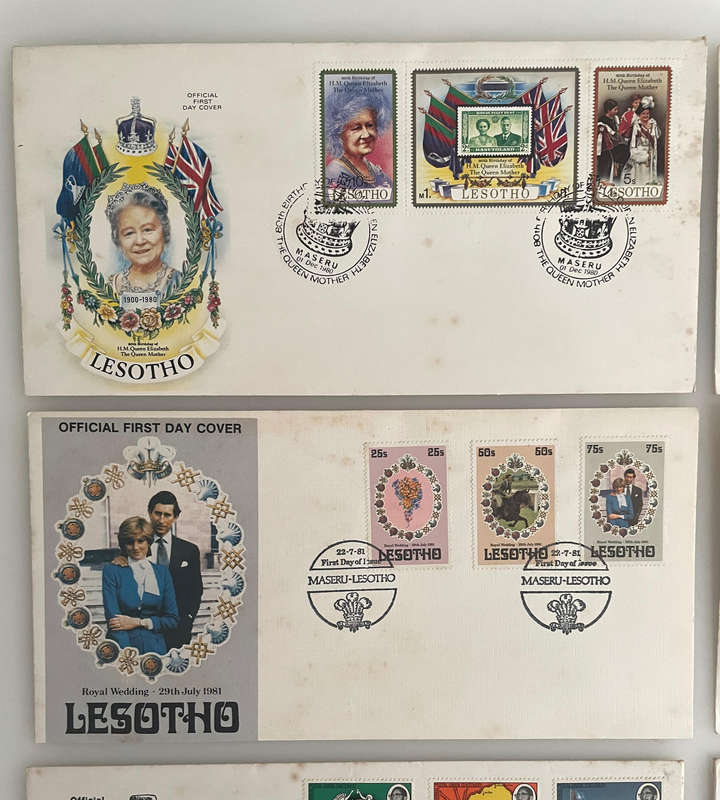Lot of 6 Lesotho First Day Covers | 1970s1980s Commemorative FDCs | Red Cross, Royal Wedding