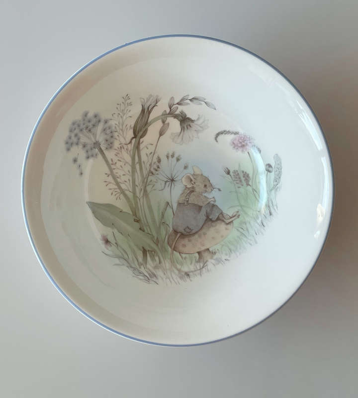 Mr. Mouse Elizabethan Fine Bone China Childrens Cereal Bowl  Hand Decorated, Blue Rim