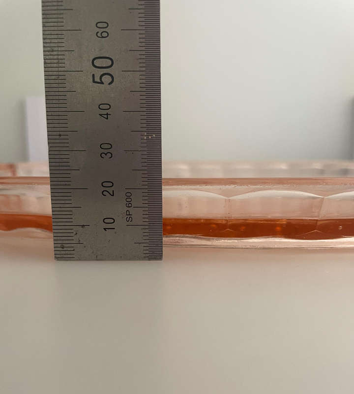 Vintage Art Deco Walther & Söhne "Waltraut" Brush Tray  Pattern 45533  Salmon Pink Pressed Glass
