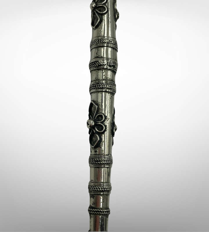 Vintage Chinese Paktong Smoking Pipe  Circa 1960s  Ornate Hand-Etched Design