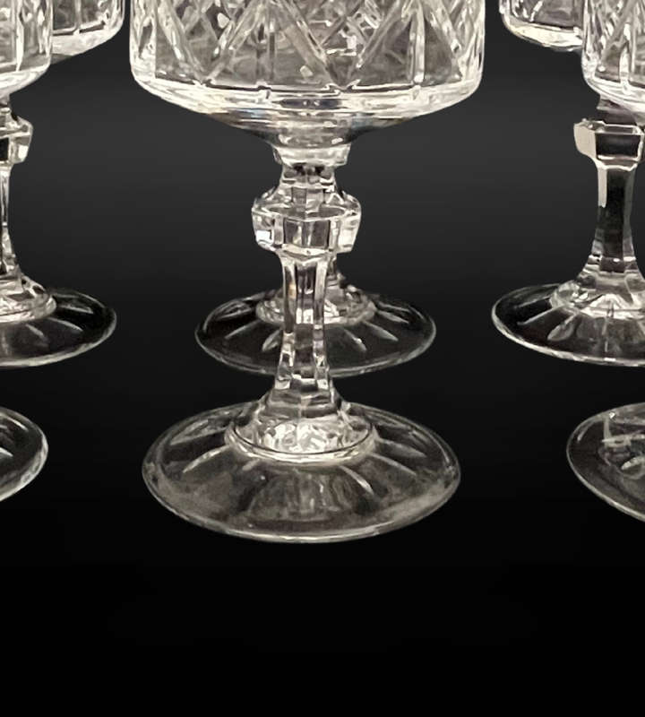 Set of 6 Vintage Vitria Handcut Lead Crystal Goblets  Stunning 16cm High Water/Wine Glasses