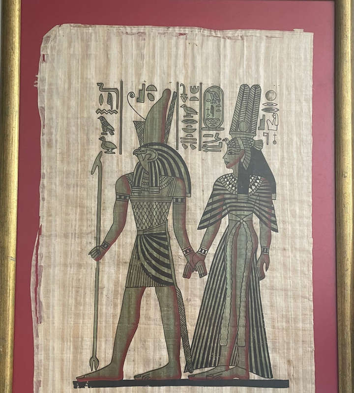 Vintage Delta Papyrus Factory Framed Egyptian Artwork  Authentic Papyrus 74cm x 50cm