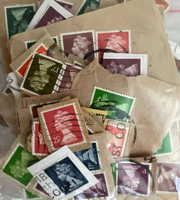 Massive Bulk Lot of UK Machin Definitive Stamps  Thousands on Paper  Lifetime Collection