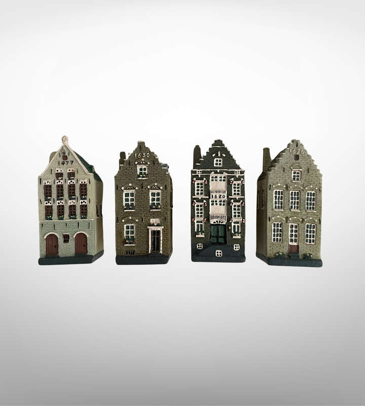 6 Miniature KLM Amsterdam Canal Houses  2 Ceramic, 4 Resin  Perfect for Printers Trays  Descripti