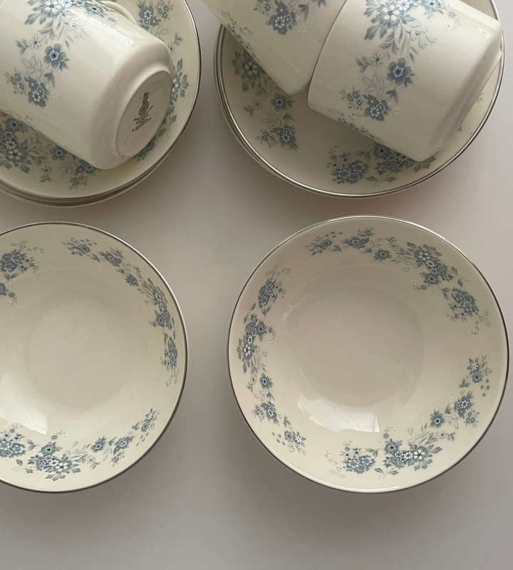 Vintage 27-Piece Michelle by Royal Doulton H 5078 - Romance Collection - Discontinued Blue & White