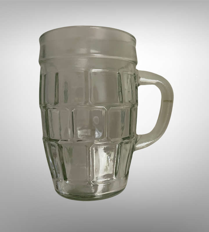 6-Piece Vintage Traditional Glass Barrel Mugs | Small Beer Mug Size | Nostalgic South African Mustar