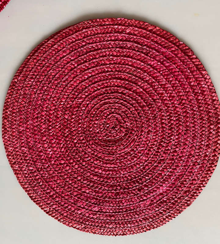Lot of 29 Round Woven Placemats - 37cm Diameter - Rustic Boho Style