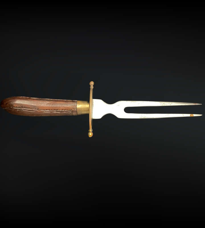 Vintage Indian Large Cased Sheathed Carving Eating Knife & Fork Cutlery Flatware Case