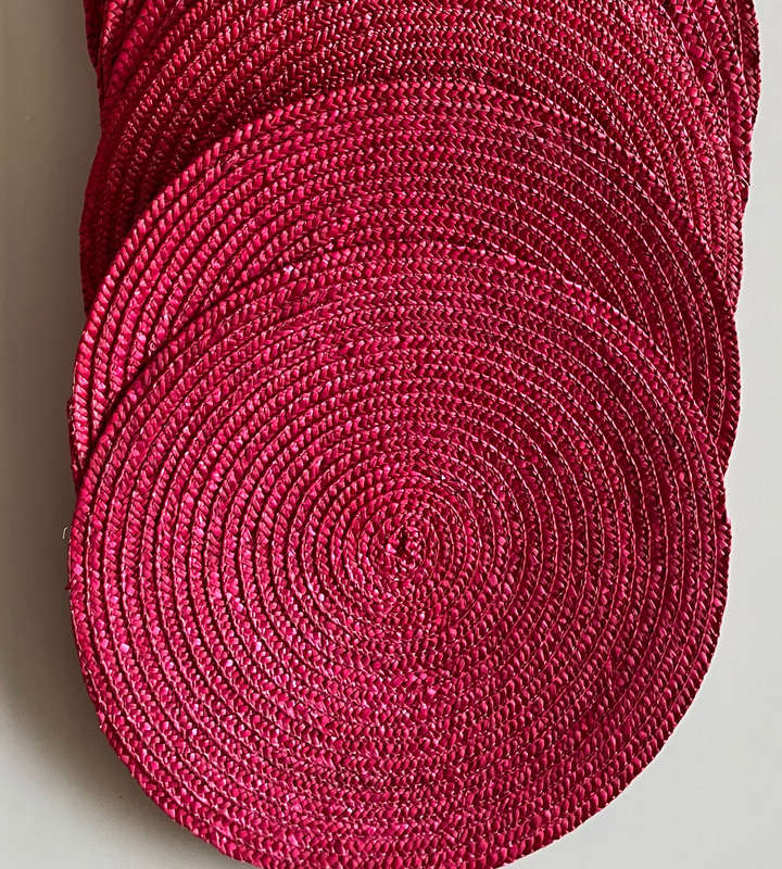 Lot of 29 Round Woven Placemats - 37cm Diameter - Rustic Boho Style