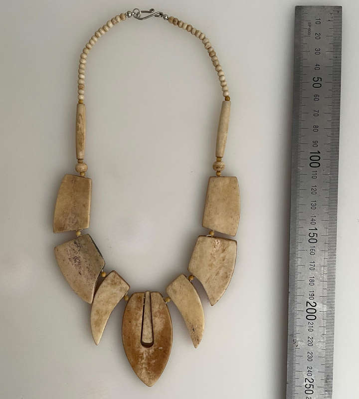 Rustic Natural Bone Statement Necklace  Handcrafted Tribal Style