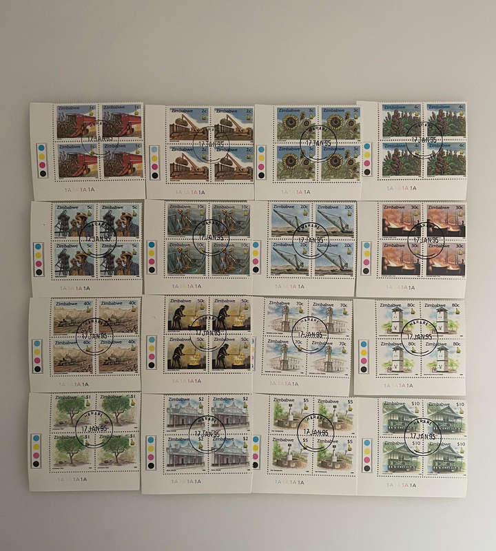 1995 Zimbabwe Stamp Lot  Insects, All-Africa Games, Currency Set  260+ MNH & CTO Blocks  Natprint