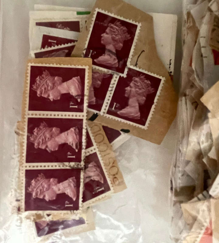 Massive Bulk Lot of UK Machin Definitive Stamps  Thousands on Paper  Lifetime Collection