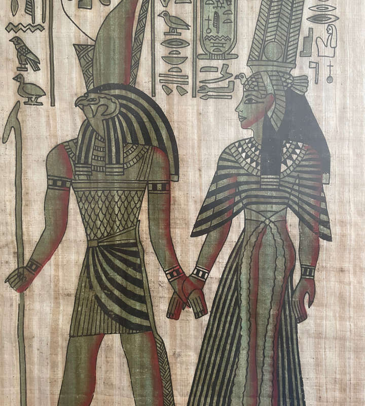Vintage Delta Papyrus Factory Framed Egyptian Artwork  Authentic Papyrus 74cm x 50cm
