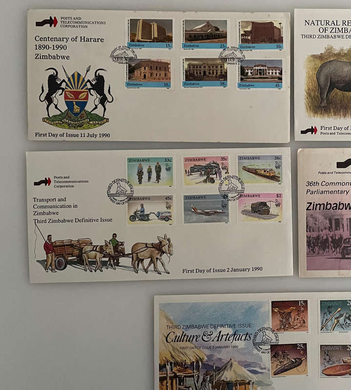 Zimbabwe FDC & Postcard Lot (19851990) | Motoring, Steam Safari, Technology, Womens Rights, Nation