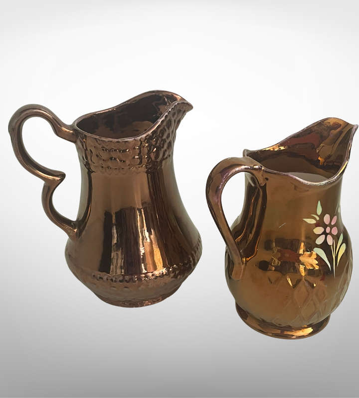 Set of 2 Vintage Small Milk Pitchers  Wade (1940s) & Oldcourt Ware (1955)  Rustic Charm