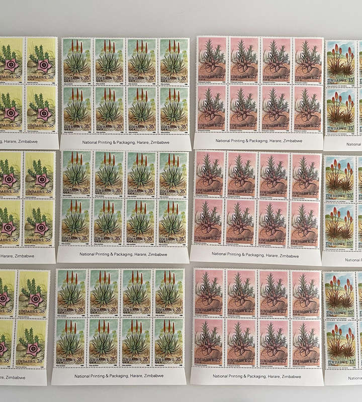 1988 Zimbabwe Aloe Stamp Lot  252 MNH Stamps  With Botanical Names  Blocks & Pairs