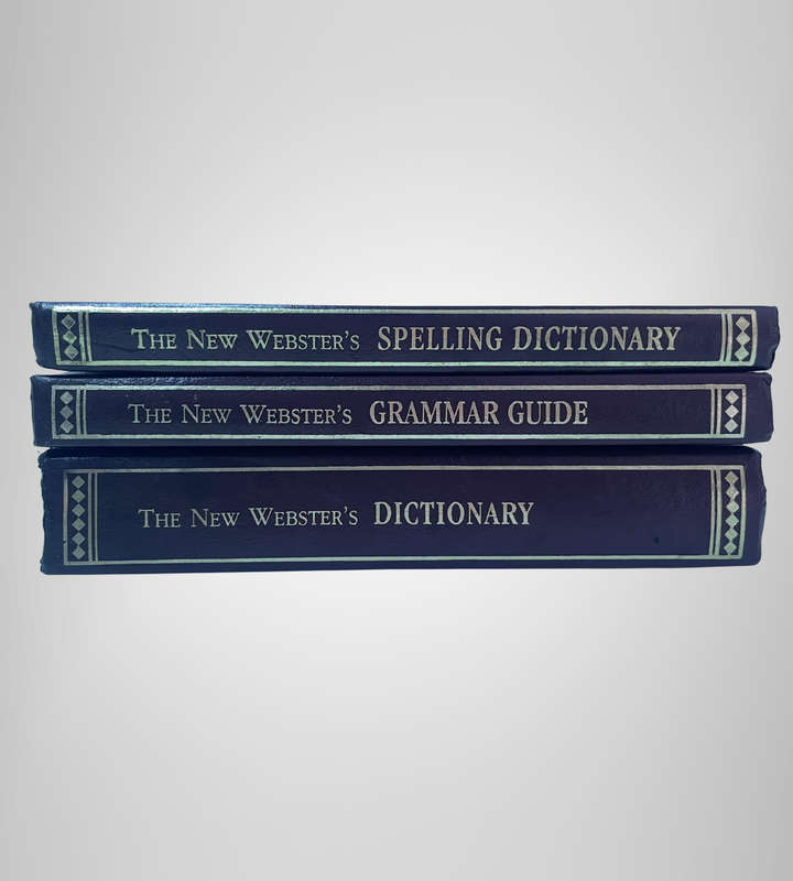 Set of 3 Vintage Mini New Websters Dictionaries  Gold-Edged Pages  Spelling, Grammar & Dictionary
