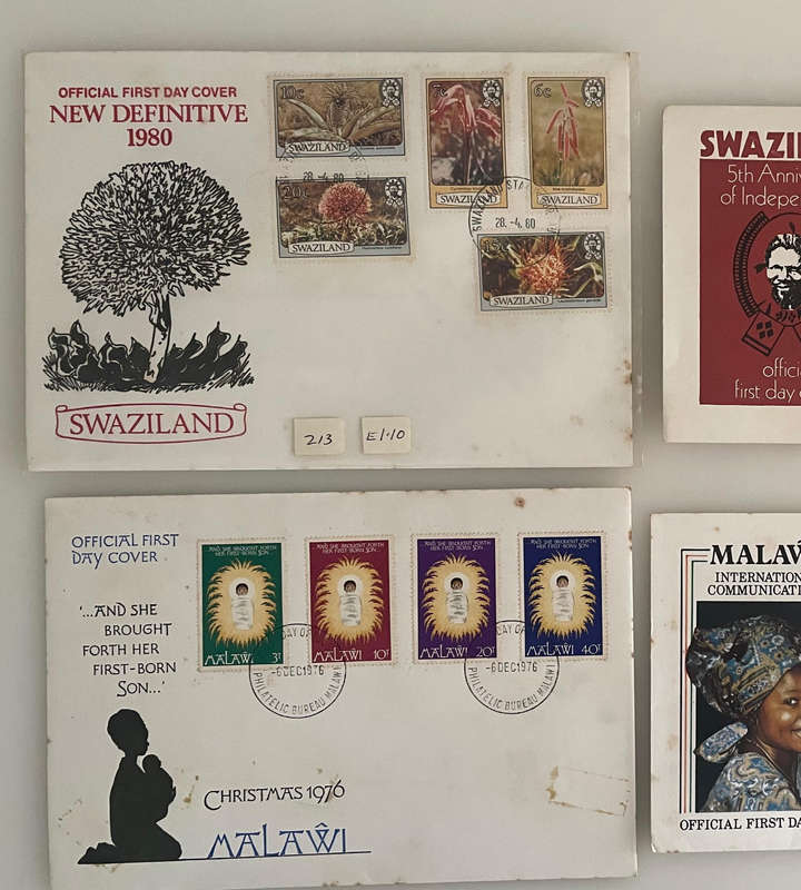 Lot of 4 First Day Covers  Malawi & Swaziland | 19731981 | Independence, Christmas, Communications