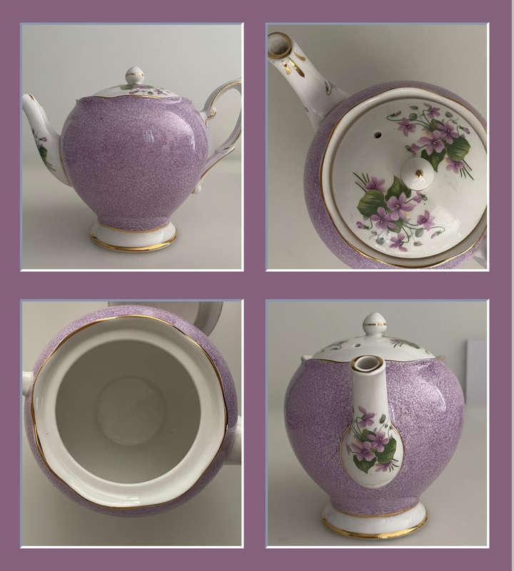 Rare 1949 Royal Standard Fine Bone China Tea Set - Purple Floral Pattern with Violet