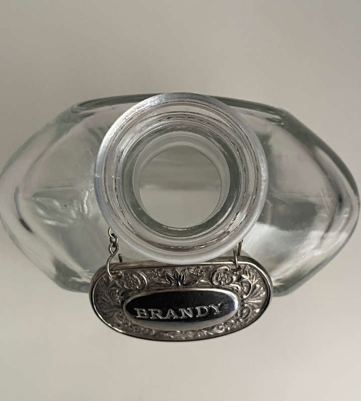 Capitol 750ml Hexagonal Glass Decanter with Stopper | 2 Silverplate Ianthe Decanter Labels