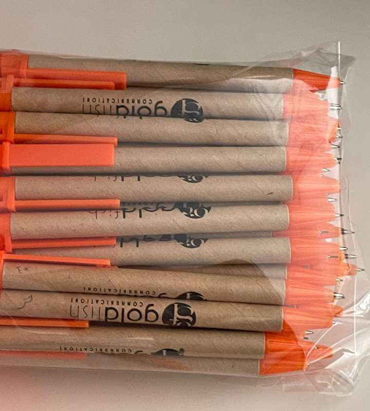 Lot of 100 x Goldfish Communications Pencils  Screwback Cap, Cardboard Body, Plastic Tips