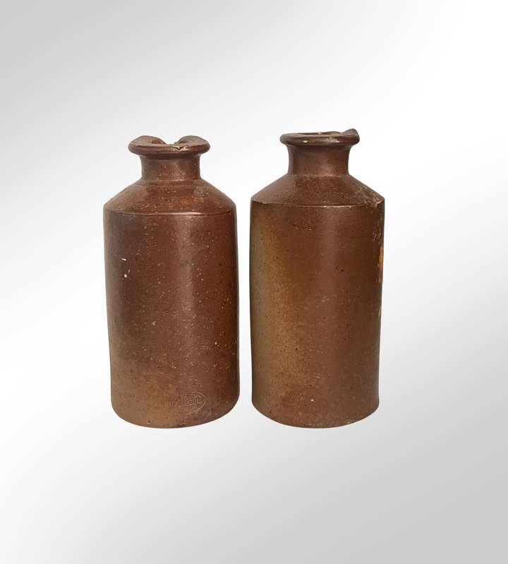 Collection of 5 Assorted Vintage Master Ink Bottles & 2 Denby Langley Plates  Includes Lovatt, Bour