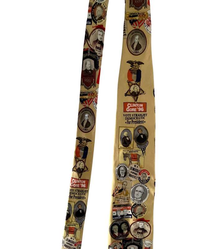 Vintage Museum Artifacts Democratic Presidential Campaign History Silk Men's Tie - Election Memorab