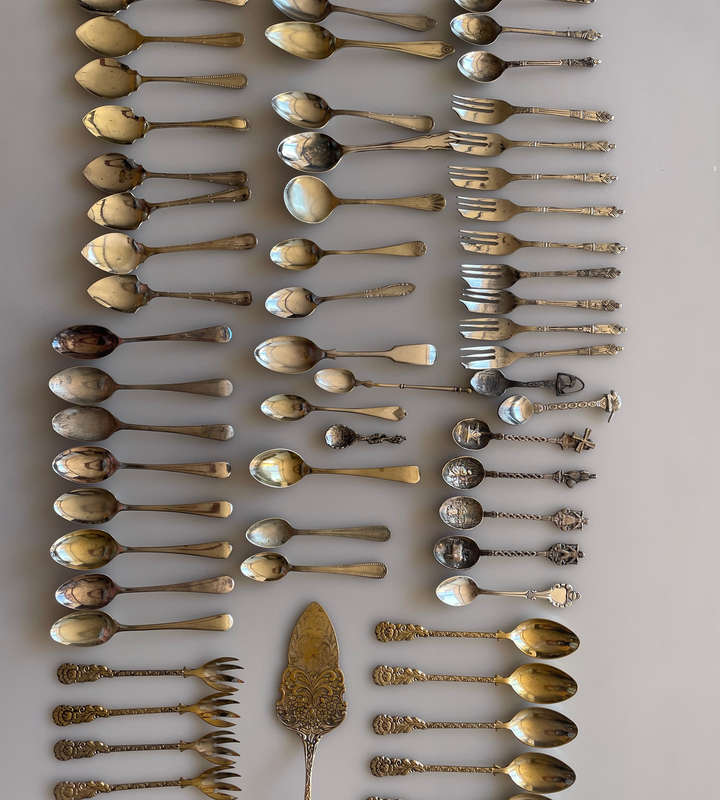 61+ Piece Vintage & Antique Teaspoons and Cake Forks Collection  Sheffield, Sweden