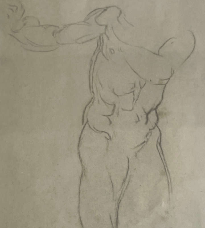 Framed Print - Study for a Masculine Bust by Michelangelo | 38x28cm Artwork | Preowned Frame