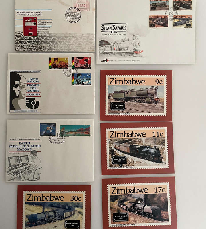 Lot of 32 Zimbabwe First Day Covers & 10 Postcards (19821993)  Wildlife, Olympics, Steam, Minerals