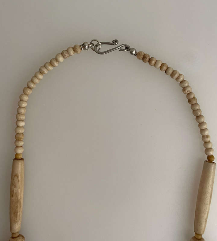 Rustic Natural Bone Statement Necklace  Handcrafted Tribal Style