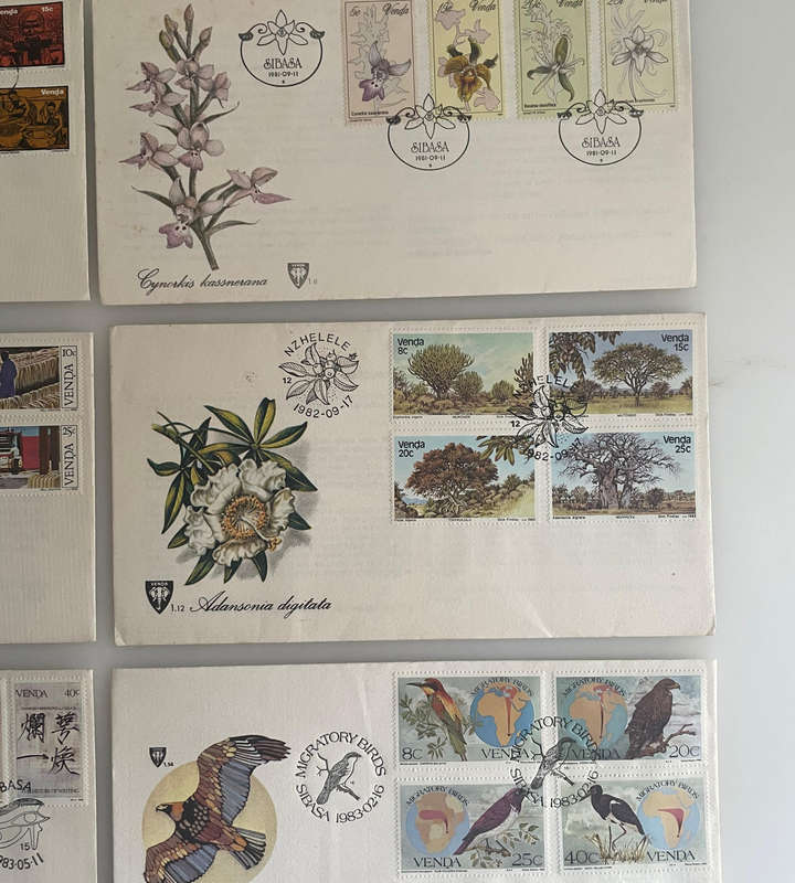 Lot of 12 Venda First Day Covers | 19791983 | Independence, Birds, Baobab, Music, Writing, Flora &