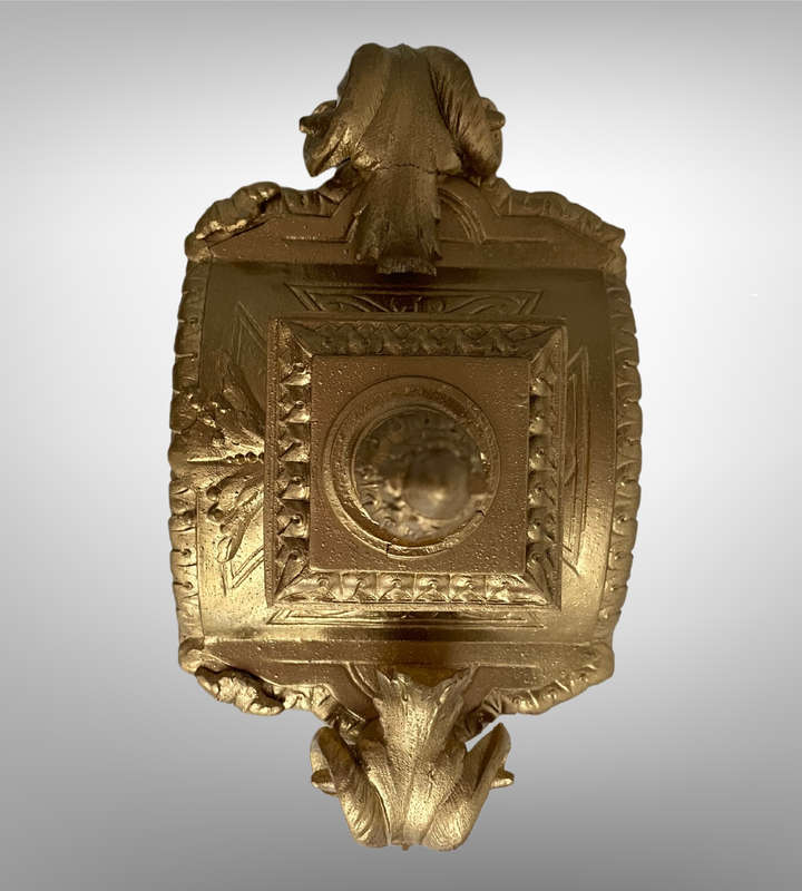 Heavy Antique French Gilt Mantel Clock with Porcelain Panels  Marked Henry Marc, Paris