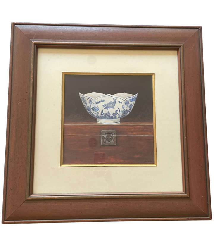 Vintage Arnie R. Fisk Framed Print  Chinese Blue and White Bowl | 69x69 cm