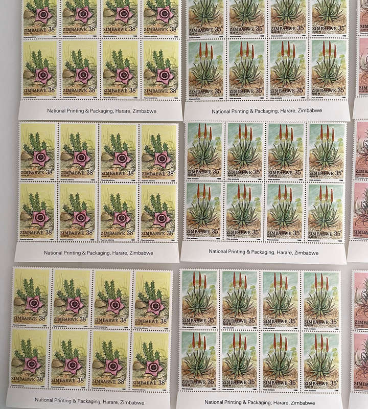 1988 Zimbabwe Aloe Stamp Lot  252 MNH Stamps  With Botanical Names  Blocks & Pairs