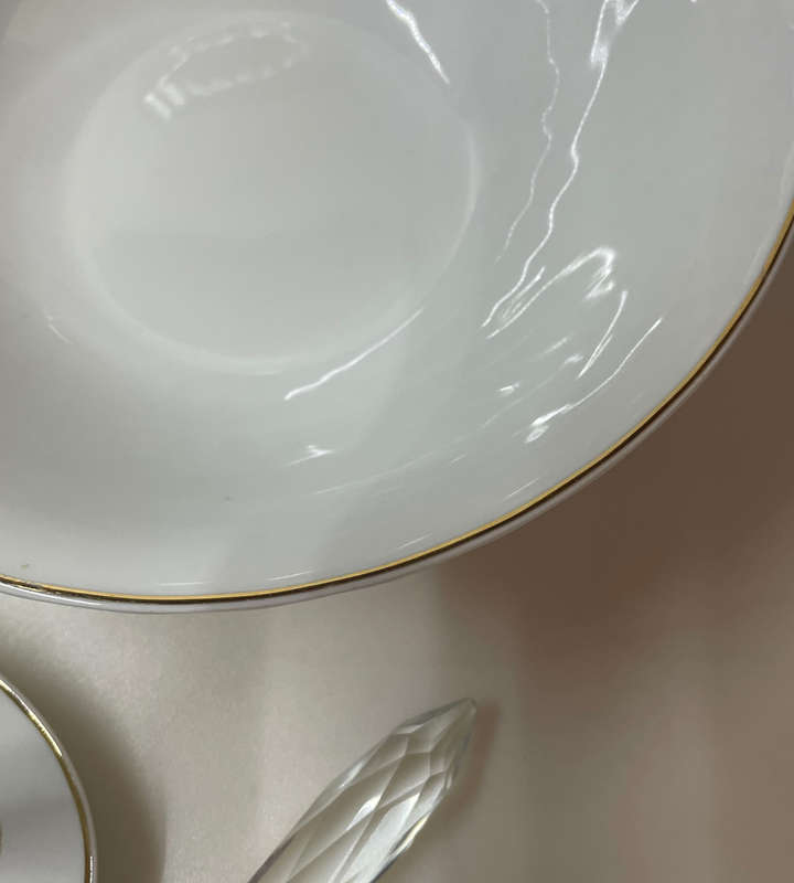 Rare 1960s Italian White & Gold Porcelain Serving Set by Bellini  Set of 5 + Crystal Fork