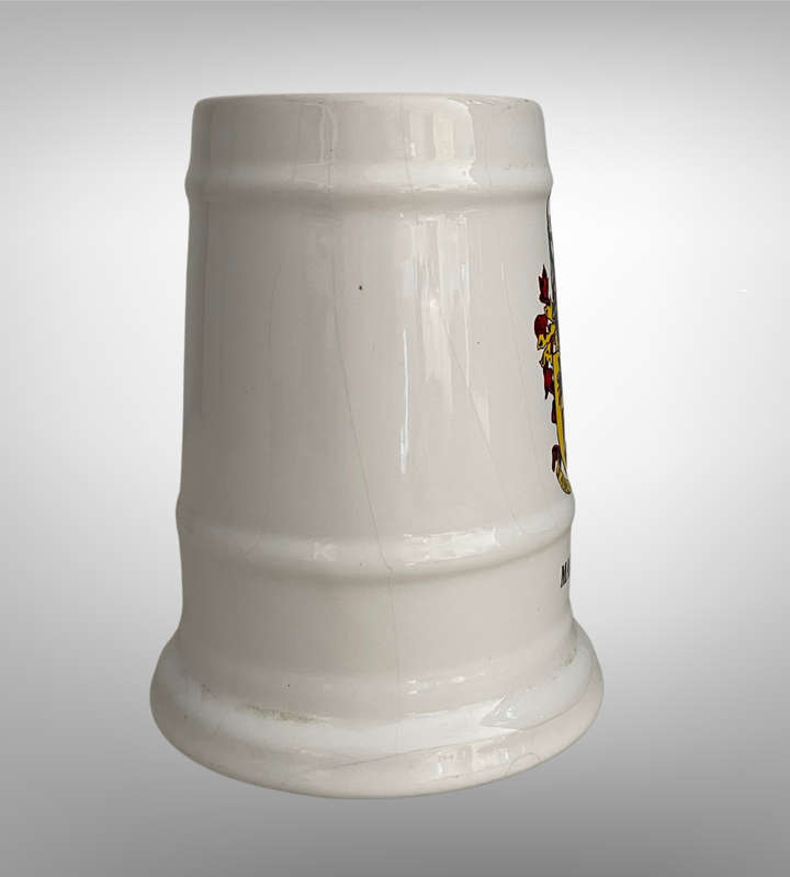 Vintage Margate Town Crest Ceramic Beer Mug  Animo et Fide Motto  Heraldic Collectable  Used Co