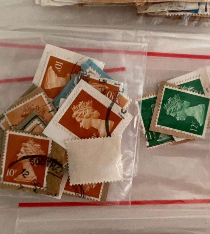 Massive Bulk Lot of UK Machin Definitive Stamps  Thousands on Paper  Lifetime Collection