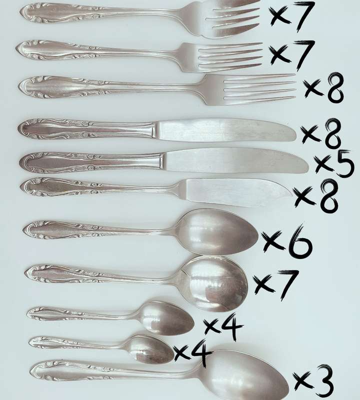 67-Piece Vintage Lucky Wood Japan 18-8 Stainless Steel Cutlery Set (1960s-1970s)