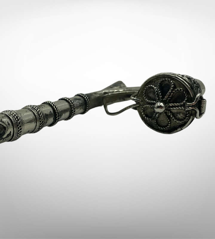 Vintage Chinese Paktong Smoking Pipe  Circa 1960s  Ornate Hand-Etched Design