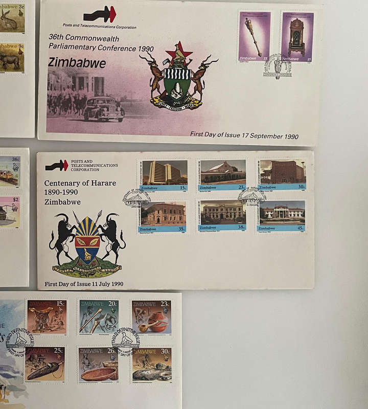 Zimbabwe First Day Covers & Postcards Lot (1983-1990)  19+Piece Collection | Steam, Motoring