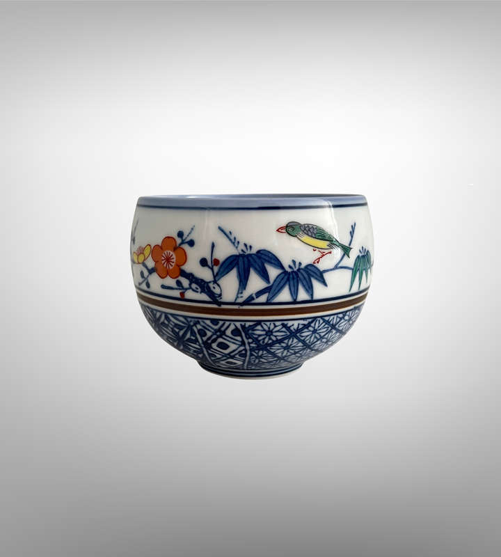 3-Piece Oriental Blue & White Porcelain Set  Arita Ware Tea Cup, Chinese Jewelry Box & Tianning Dis