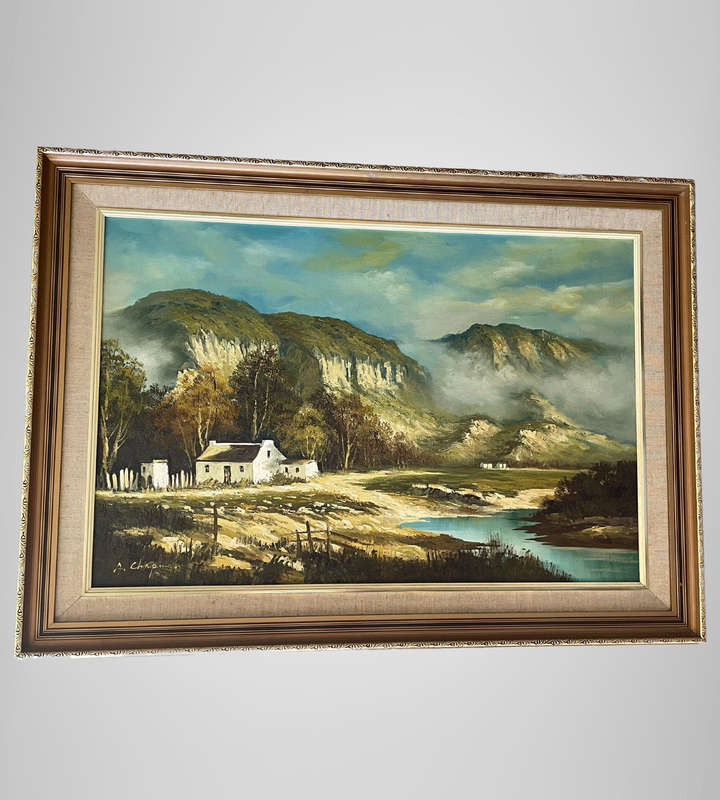 Large Signed A Chapman Vintage Cape Landscape Oil Painting  109cm×79cm Framed